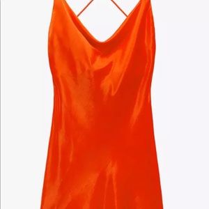 Red Zara mini satin dress. New with tags.